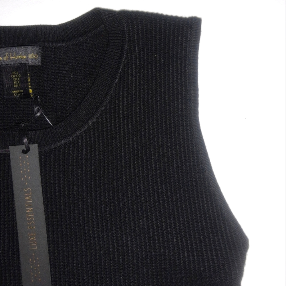House of Harlow 1960 Crewneck Ribbed Knit Crop Top, S, XL - Picture 3 of 9